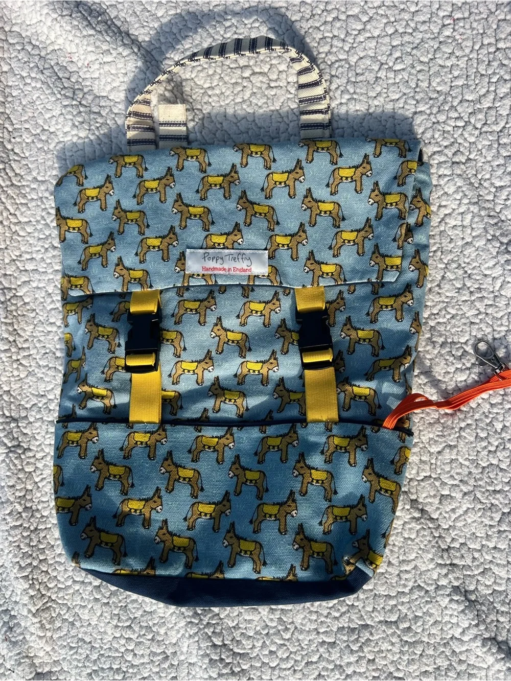 Handmade in England Donkey Print Backpack